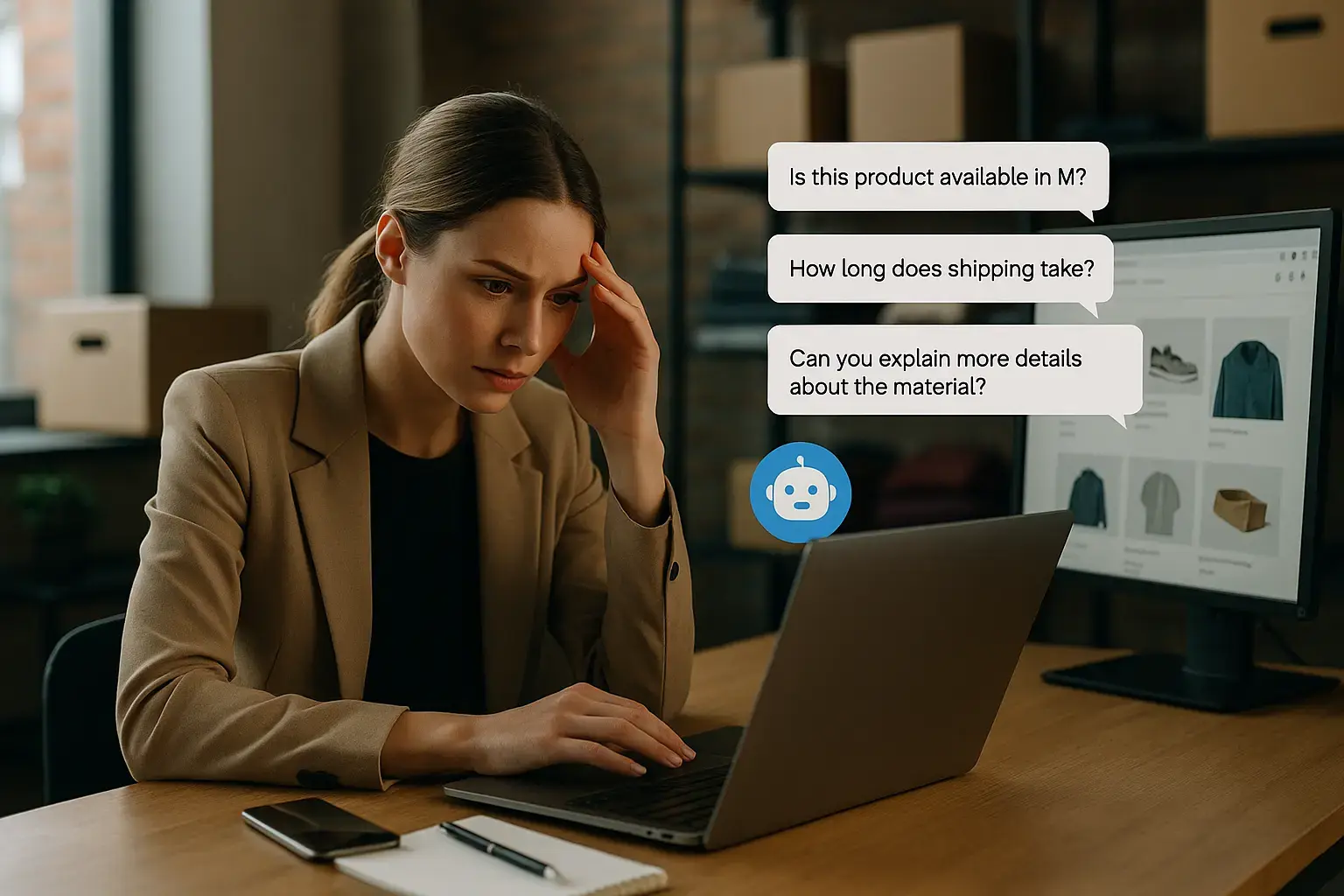 Nutzer interagiert mit Shopware Chatbot